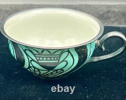 Stunning 3 Piece Set Plate Saucer Cup Silver Art Deco Rosenthal Bavaria Germany