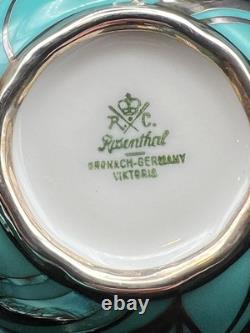 Stunning 3 Piece Set Plate Saucer Cup Silver Art Deco Rosenthal Bavaria Germany