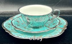 Stunning 3 Piece Set Plate Saucer Cup Silver Art Deco Rosenthal Bavaria Germany