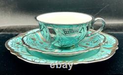 Stunning 3 Piece Set Plate Saucer Cup Silver Art Deco Rosenthal Bavaria Germany