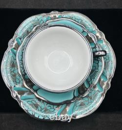 Stunning 3 Piece Set Plate Saucer Cup Silver Art Deco Rosenthal Bavaria Germany