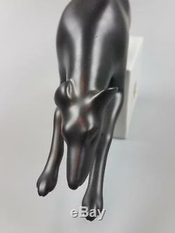 Stunning Art Deco Vtg Black Wht Royal Dux Porcelain Greyhound Figurine Sculpture