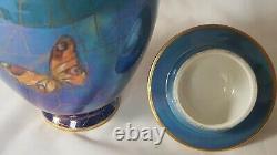 Stunning Blue Carlton Ware Lustre Glaze Cobwebs & Butterfly Art Deco Jar & Cover