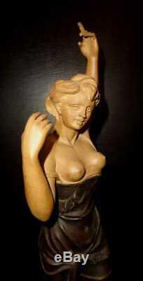 Stunning French Female Dancer Art Deco Bronze Ceramic Marble Base Figure