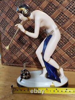 Stunning Royal Dux Art Deco Snake Charmer Figurine Czechoslovakia