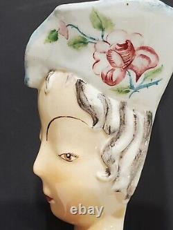 Super Rare Goldscheider Art Deco Wall Mask Lady in Hat with Apple Staffordsh