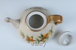 T&V Limoges FLORIDA Teapot Antique French Porcelain Orange Gold Tea Pot Deco
