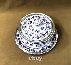 TETARD FRERES sauce pan ART DECO porcelain Limoges solid silver MINERVA cup