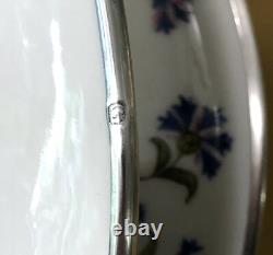 TETARD FRERES sauce pan ART DECO porcelain Limoges solid silver MINERVA cup