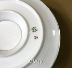 TETARD FRERES sauce pan ART DECO porcelain Limoges solid silver MINERVA cup