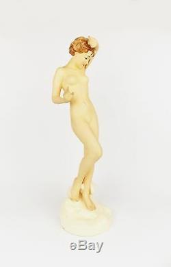 TOP Rare Antique 1920 ROYAL DUX Art Deco Dancer Figurine Women Naked Act