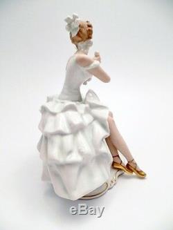 TOP tall SIGNED art deco WALLENDORF figurine MIRROR schaubach SIGNED ceramic