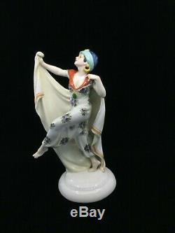 Traumhafte Art Deco Figur Tänzerin Arabic Dancing Lady Katzhütte Porcelain