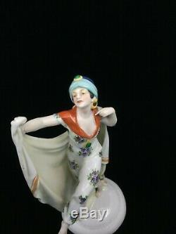 Traumhafte Art Deco Figur Tänzerin Arabic Dancing Lady Katzhütte Porcelain