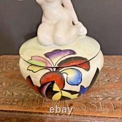Trico China Nagoya Japan Art Deco Nude Lady Vanity Dresser Trinket Powder Box