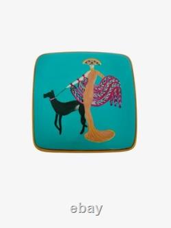 Trinket Box Porcelain Limoges France with Art Deco Design on Lid Vintage Gift