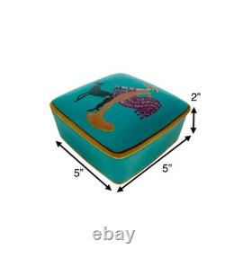 Trinket Box Porcelain Limoges France with Art Deco Design on Lid Vintage Gift