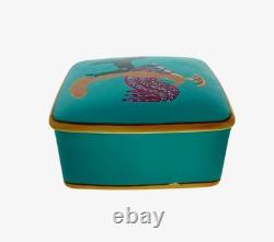 Trinket Box Porcelain Limoges France with Art Deco Design on Lid Vintage Gift