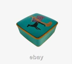 Trinket Box Porcelain Limoges France with Art Deco Design on Lid Vintage Gift