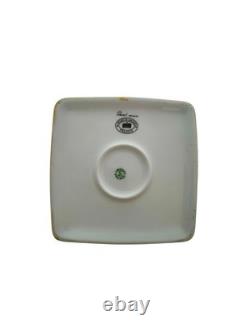 Trinket Box Porcelain Limoges France with Art Deco Design on Lid Vintage Gift