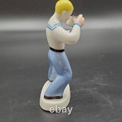 USSR Porcelain Figurine Young Sailor Photographer Miniature Decorative ZHK