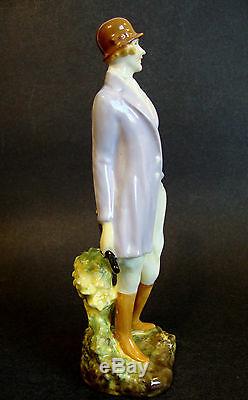 Unique Art Deco Royal Doulton Porcelain Female Figurine HN 1201'Hunts Lady