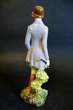 Unique Art Deco Royal Doulton Porcelain Female Figurine HN 1201'Hunts Lady