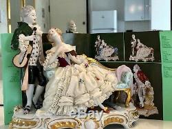 Unterweissbach ballerina German porcelain figurine violin Dresden Porcelain lace