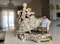 Unterweissbach ballerina German porcelain figurine violin Dresden Porcelain lace