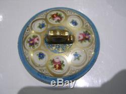 VERY RARE EARLY Noritake Japanese Porcelain Sky Blue Rose Gilt Decorated Teapot