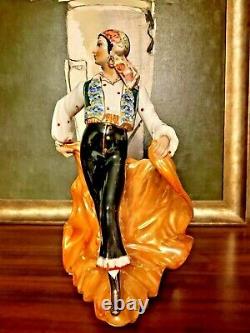 VINTAGE Art Deco Italy Figural Porcelain Sculpture Woman with Cape Lenci Type