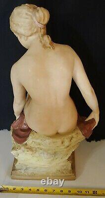 VINTAGE Art Deco LARGE 22 ROYAL DUX Eichler Nude BATHER Woman PORCELAIN FIGURE