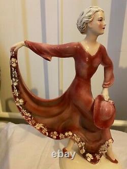 VINTAGE KATZHUTTE HERTWIG 1930s ART DECO PORCELAIN CRINOLINE DANCE LADY FIQURINE