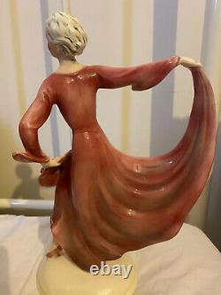 VINTAGE KATZHUTTE HERTWIG 1930s ART DECO PORCELAIN CRINOLINE DANCE LADY FIQURINE