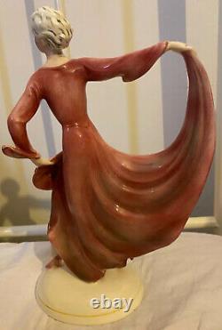 VINTAGE KATZHUTTE HERTWIG 1930s ART DECO PORCELAIN CRINOLINE DANCE LADY FIQURINE