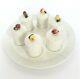 Vntg Italian Porcelain Lidded Fruits Pots De Creme Cups With Serving Platter Italy