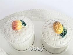 VNTG Italian Porcelain Lidded FRUITS Pots De Creme Cups with Serving Platter ITALY