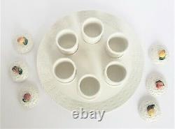 VNTG Italian Porcelain Lidded FRUITS Pots De Creme Cups with Serving Platter ITALY