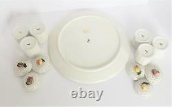 VNTG Italian Porcelain Lidded FRUITS Pots De Creme Cups with Serving Platter ITALY