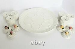 VNTG Italian Porcelain Lidded FRUITS Pots De Creme Cups with Serving Platter ITALY