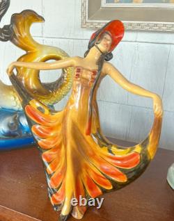 VNTG RARE ART DECO WADE FIGURINE PAVLOVA DANCER J VAN HALLEN 1930 # & signed