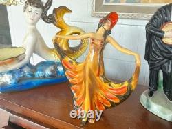 VNTG RARE ART DECO WADE FIGURINE PAVLOVA DANCER J VAN HALLEN 1930 # & signed