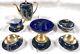Vtg Antique Art Deco Rosenthal German Porcelain Tea Set Raised Gold Cobalt Blue