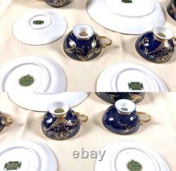 VTG Antique Art Deco Rosenthal German Porcelain Tea Set Raised Gold Cobalt Blue