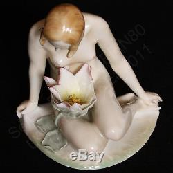 VTG Karl Ens Germany Nude Naked Lady Water Lily Art Deco Porcelain Figurine