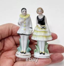 VTG Pierrot Pierrette Lady Man Clown Figurine Porcelain German Old Art Deco Lot