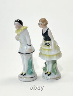 VTG Pierrot Pierrette Lady Man Clown Figurine Porcelain German Old Art Deco Lot