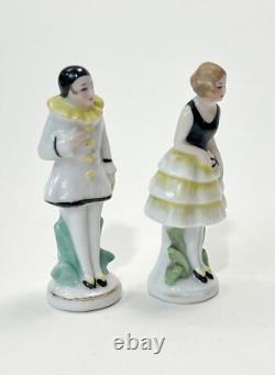 VTG Pierrot Pierrette Lady Man Clown Figurine Porcelain German Old Art Deco Lot