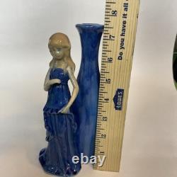 VTG Rose Porcelain Lady Figurine Bud Vase Art Deco Style Elegant Sculpture 8