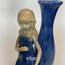 VTG Rose Porcelain Lady Figurine Bud Vase Art Deco Style Elegant Sculpture 8